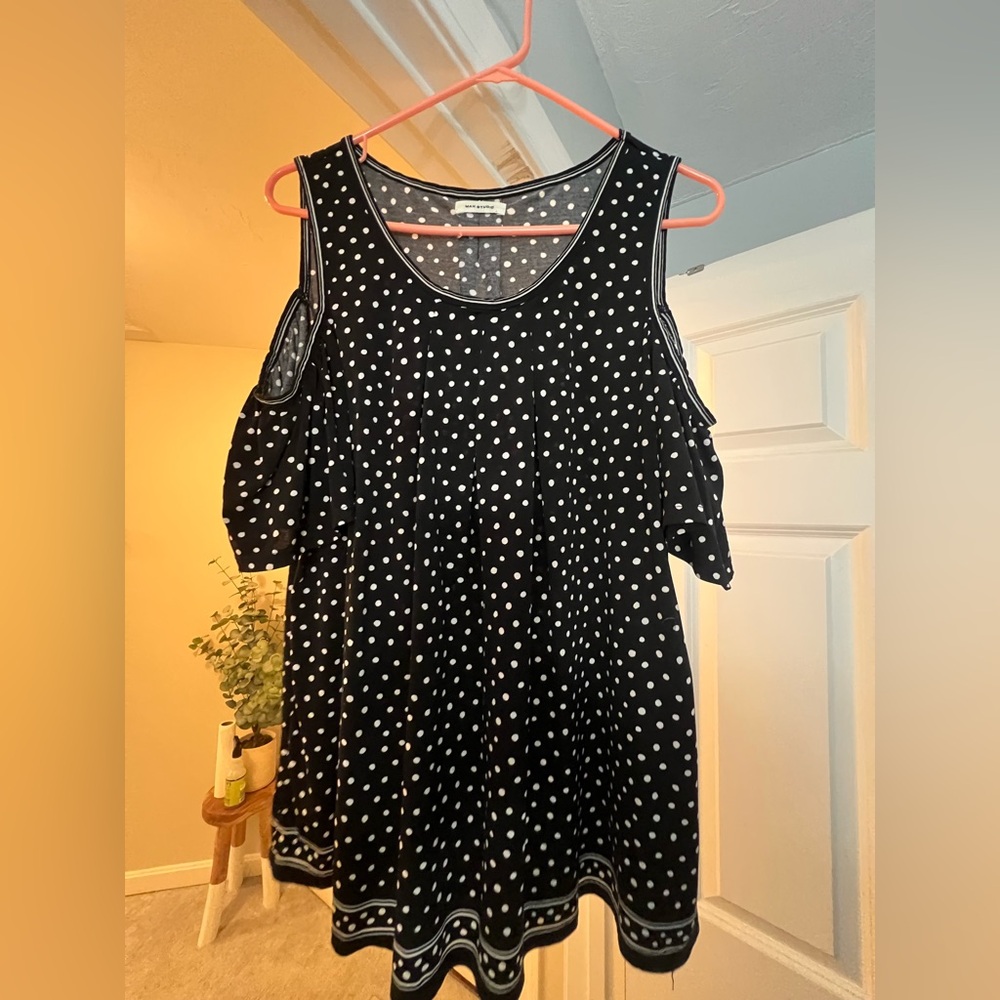 Max Studio Black and White Polka Dot Blouse